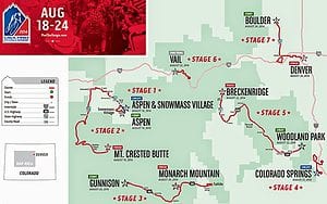 Route map of 2014 USA Pro Challenge Colroado