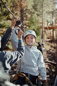 woman ziplining