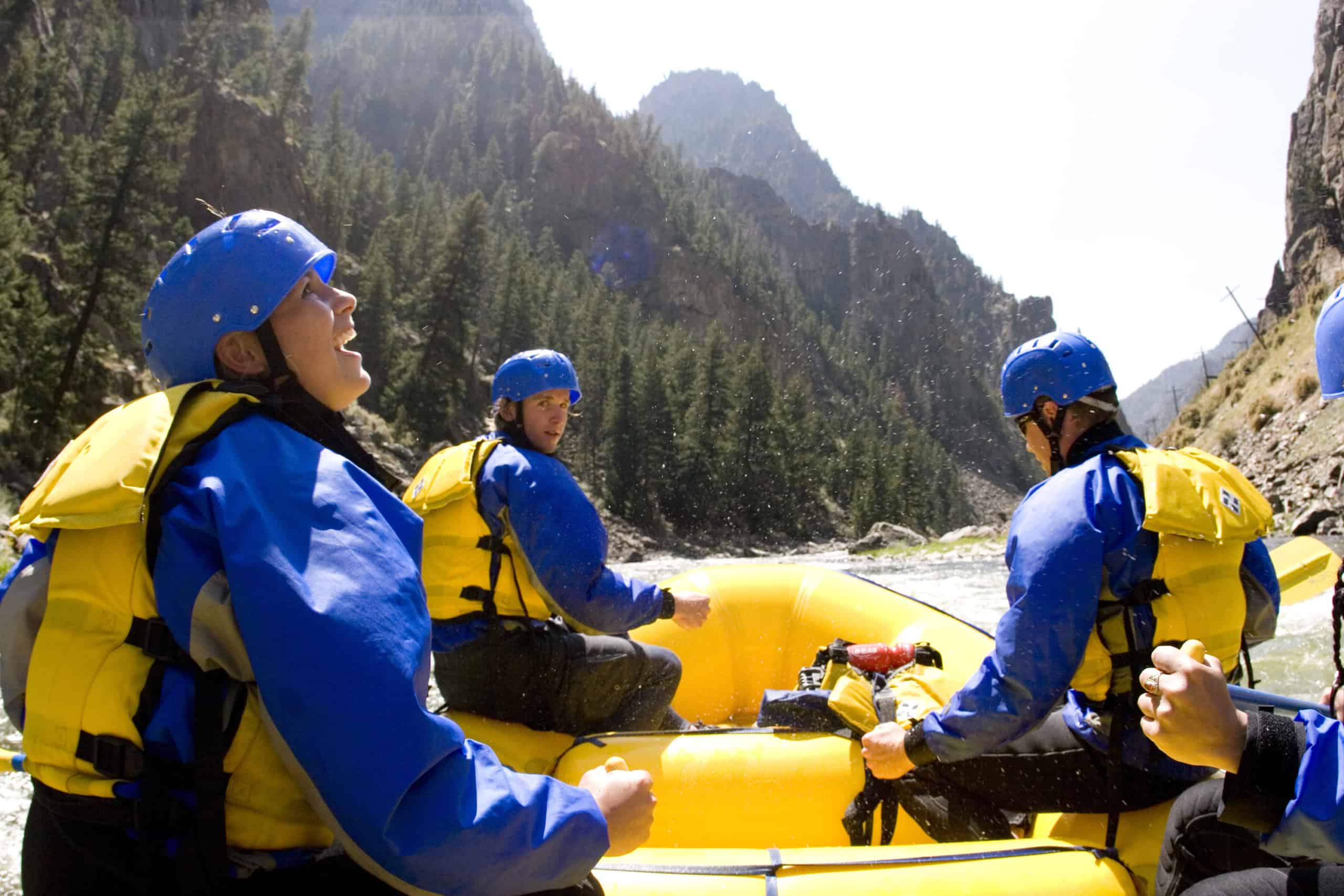 People Smiling while rafting