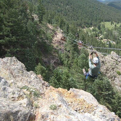 Cliffside ziplining in idaho springs with AVA Rafting & Zipline