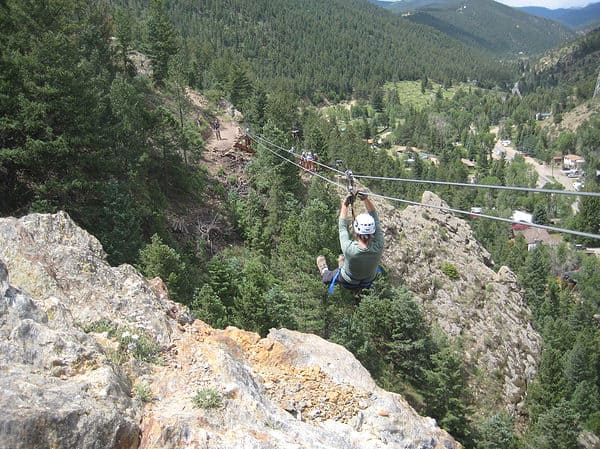 Cliffside ziplining in idaho springs with AVA Rafting & Zipline