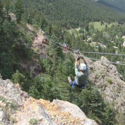 Cliffside ziplining in idaho springs with AVA Rafting & Zipline