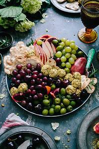 wine and snack spread