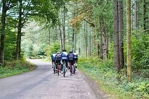 biking group on road