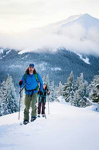 skiing up Mount Bachelor