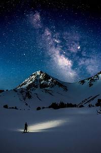 backcountry skiing at night